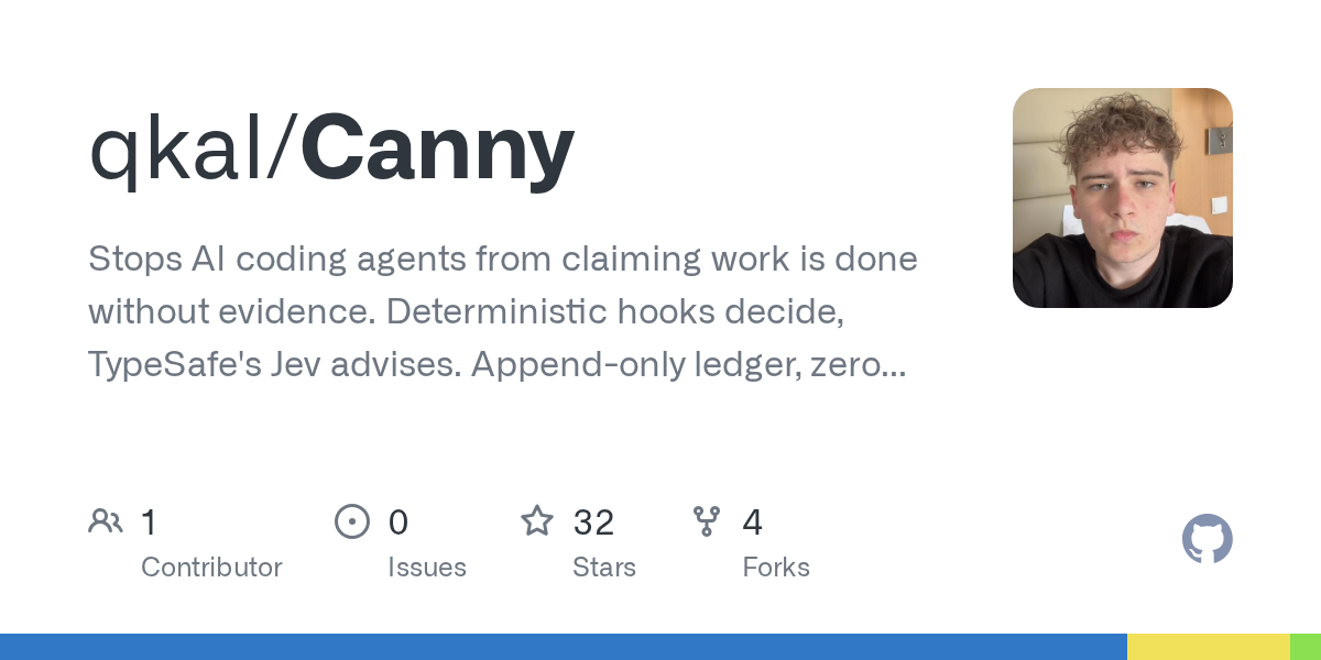 GitHub 为 qkal/Canny 仓库生成的 OpenGraph 预览图;这是仓库预览,不是软件运行截图。内容依据其公开仓库整理。