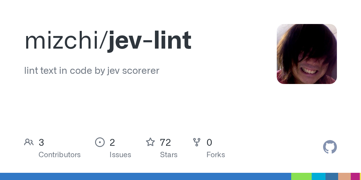 GitHub 为 mizchi/jev-lint 仓库生成的 OpenGraph 预览图;这是仓库预览,不是软件运行截图。内容依据其公开仓库整理。