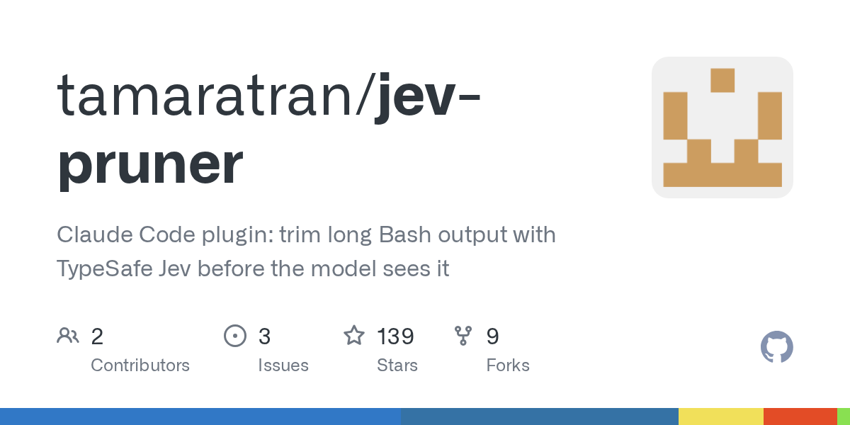 GitHub 为 tamaratran/jev-pruner 仓库生成的 OpenGraph 预览图;这是仓库预览,不是软件运行截图。内容依据其公开仓库整理。