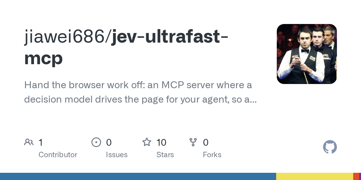 GitHub 为 jiawei686/jev-ultrafast-mcp 仓库生成的 OpenGraph 预览图;这是仓库预览,不是软件运行截图。内容依据其公开仓库整理。