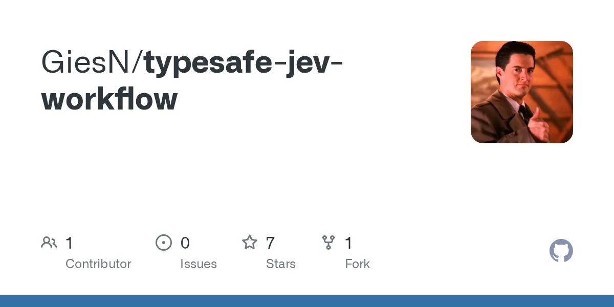 GitHub 为 GiesN/typesafe-jev-workflow 仓库生成的 OpenGraph 预览图;这是仓库预览,不是软件运行截图。内容依据其公开仓库整理。
